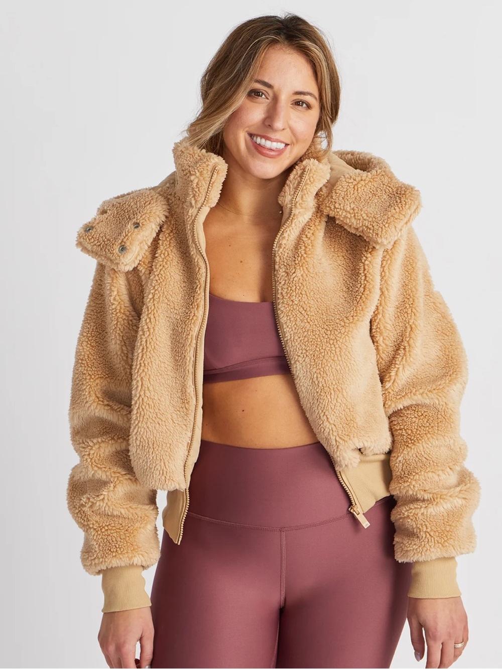 Alo Foxy Sherpa Jacket Camel Tan size small - Picture 2 of 14